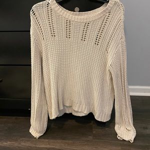Cream sweater with bubble sleeves